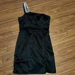 Black One Strap Satin Dress